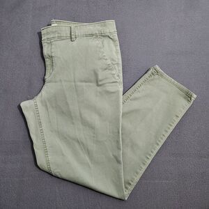 LOFT Women 12 Green Marisa Mid Rise Straight Leg Chino Pants